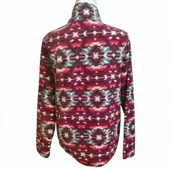 Women’s PacSun Fleece - Burgundy w/ Multicolor - 1/4 Zip - Size Small - Picture 2 of 11